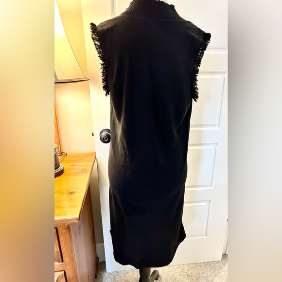 Maven West Black Raw Edge V-Neck Cable Trim Shift Dress – Size Small - Picture 5 of 10